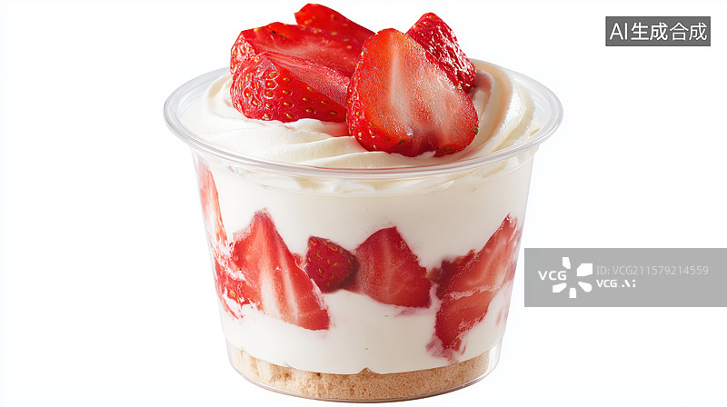 【AI数字艺术】草莓奶油甜点图片素材