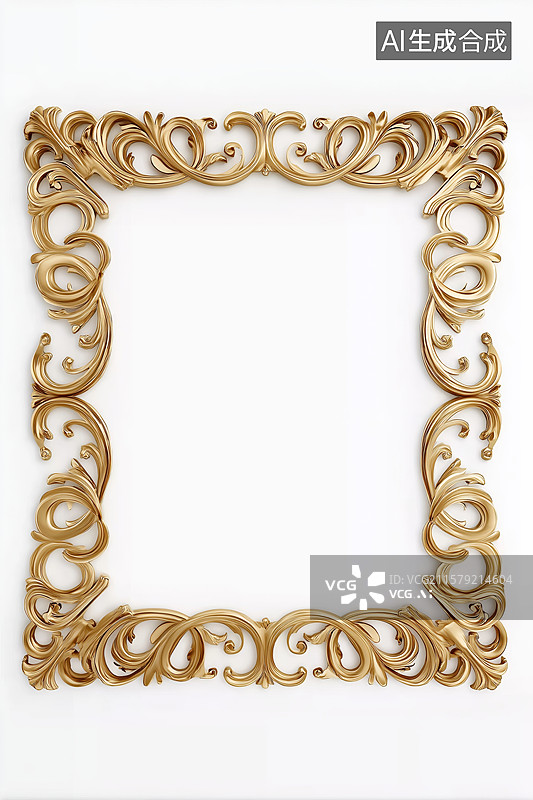 【AI数字艺术】金色华丽边框装饰图案图片素材