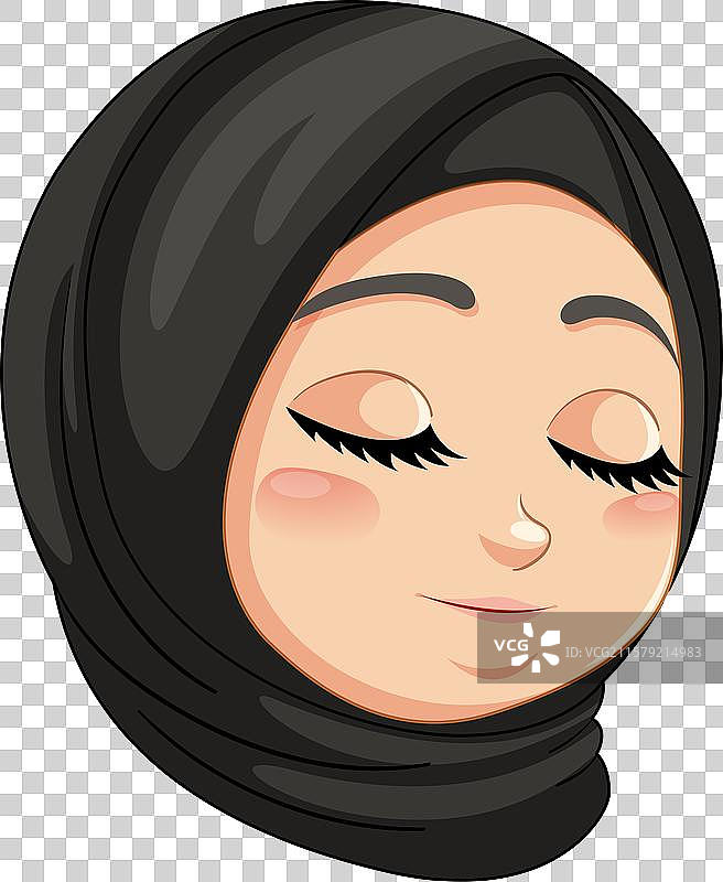 一个穿着黑色头巾的宁静女孩图片素材