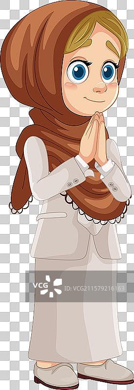 戴着头巾的年轻女孩在祈祷图片素材