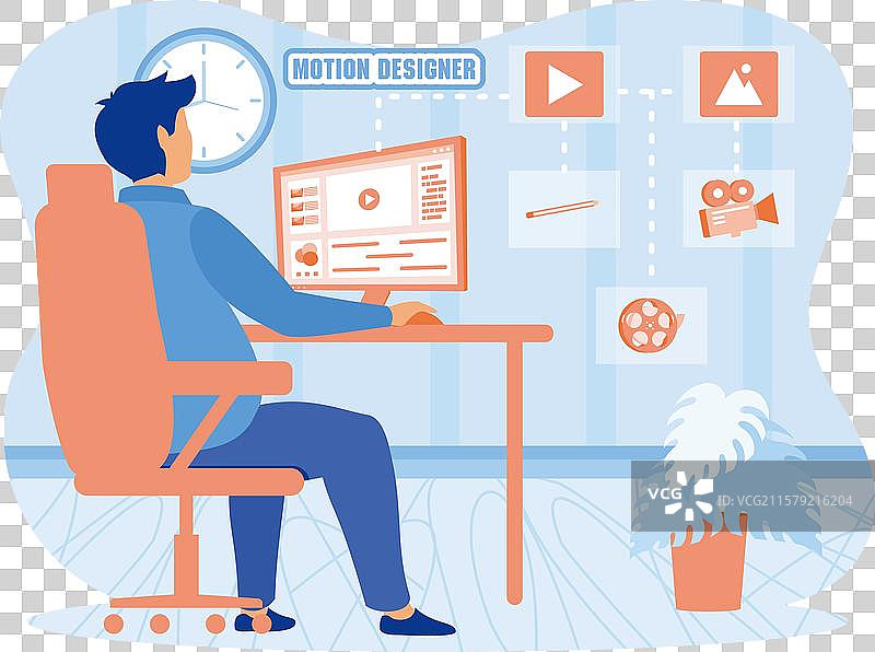 在电脑上工作的动态设计师动画师图片素材