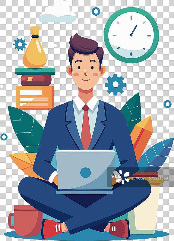 平衡的商人：生产力与禅意图片素材