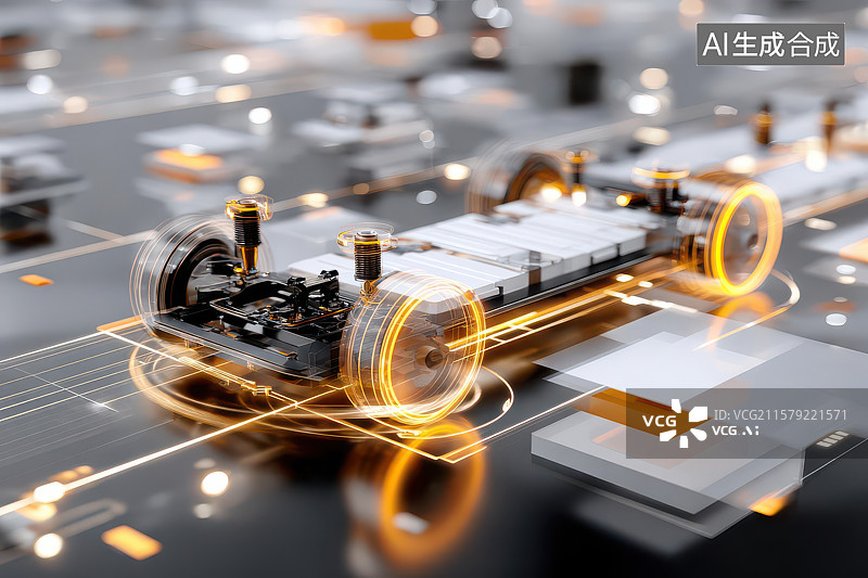 【AI数字艺术】未来科技透明汽车底盘概念图图片素材