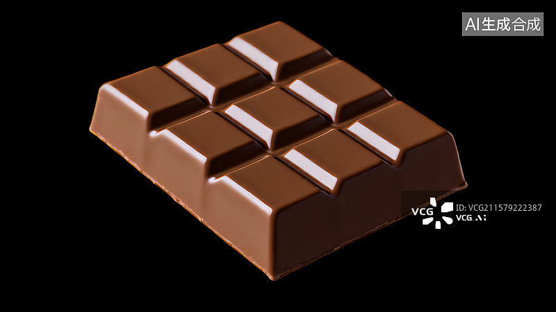 【AI数字艺术】3D渲染，一块巧克力，黑巧，可可脂，甜食零食烘焙原料图片素材
