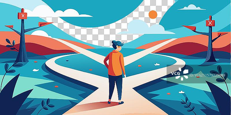 人生的十字路口，选择你的道路图片素材