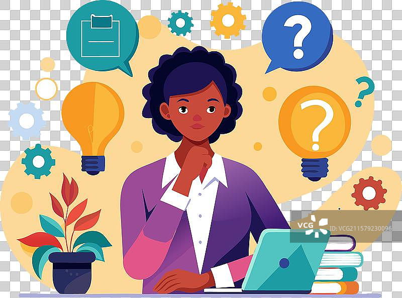 思考深邃的专业人士，充满创意和疑问图片素材