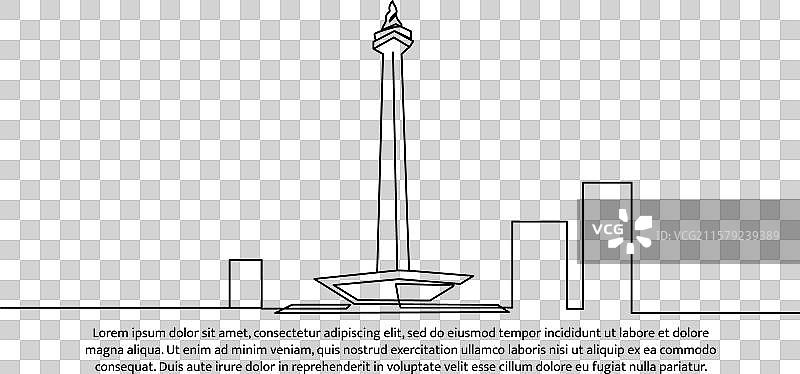 印尼国家纪念碑的连续一线设计图片素材