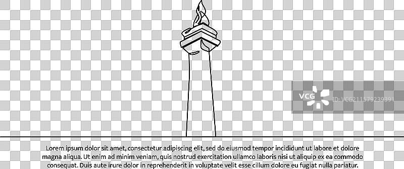 印尼国家纪念碑的连续一线设计图片素材