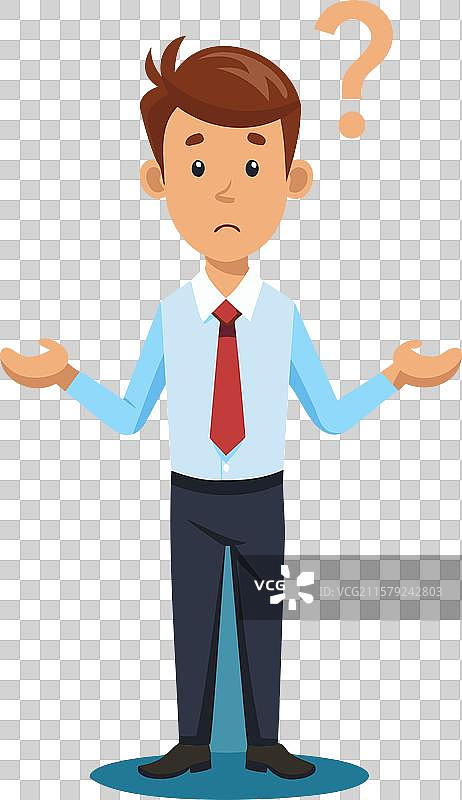困惑的商人耸肩卡通形象图片素材