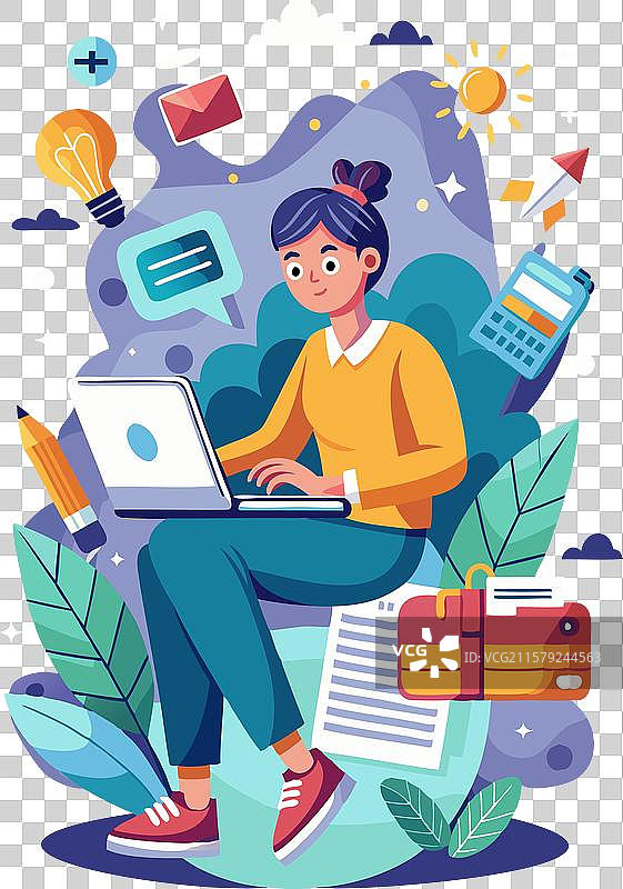 数字内容创作者的充满活力的工作空间图片素材