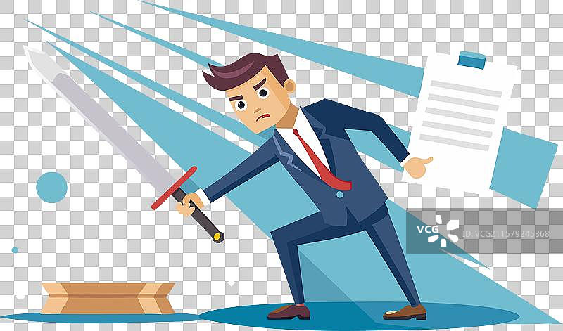 商人用剑切断合同图片素材