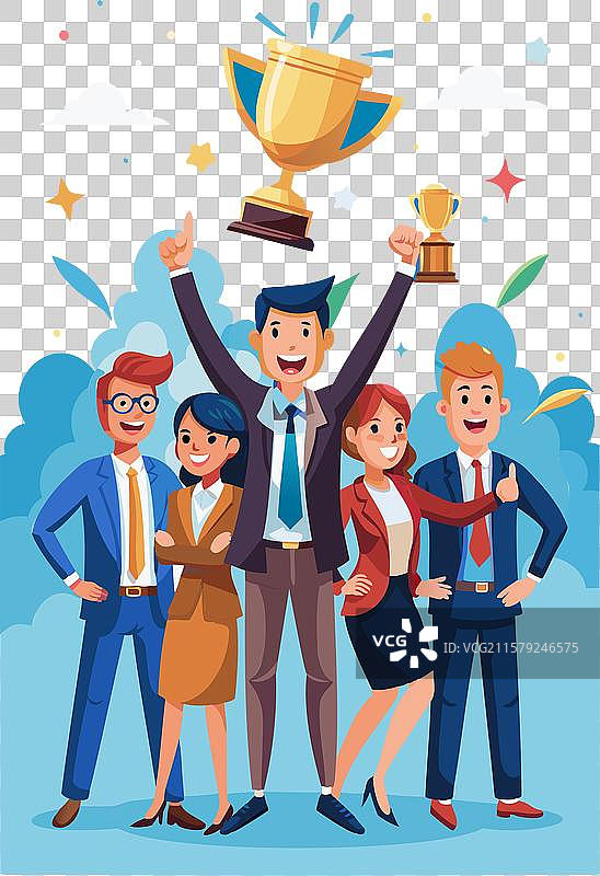 胜利的商业团队庆祝成功图片素材