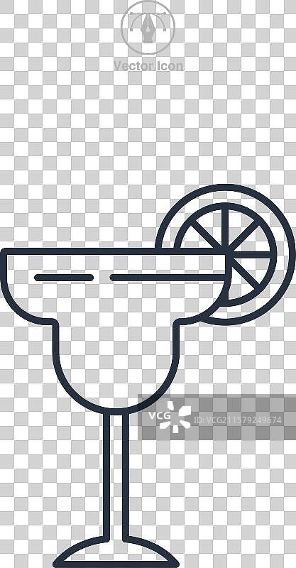 玛格丽塔酒杯与一片青柠的图标符号图片素材