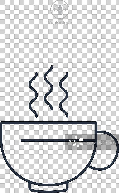 咖啡杯图标符号，独立于白色背景图片素材