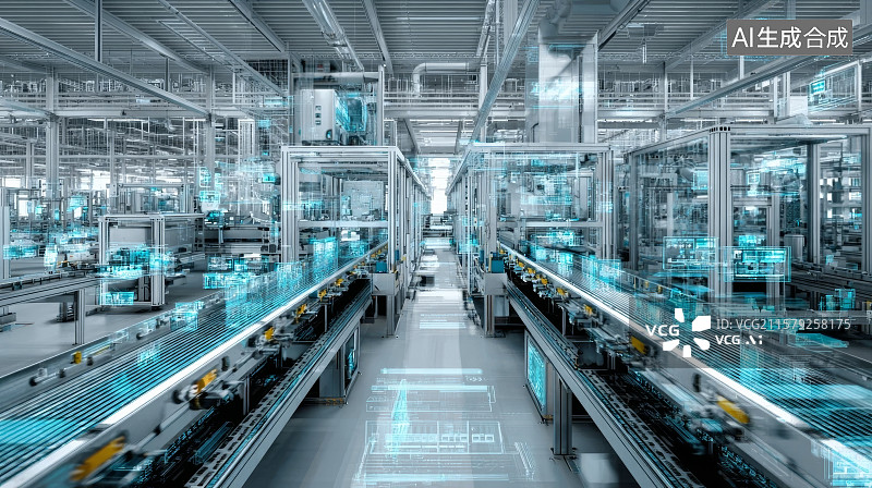 【AI数字艺术】智能工厂，人工智能，科技未来工厂图片素材