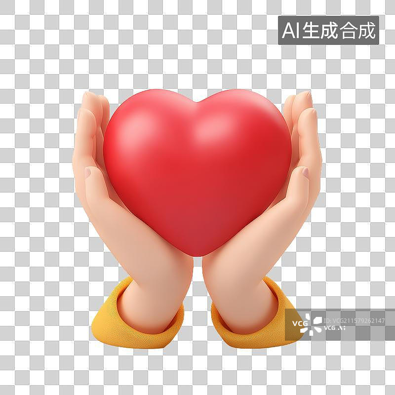 【AI数字艺术】双手捧着红色爱心图片素材