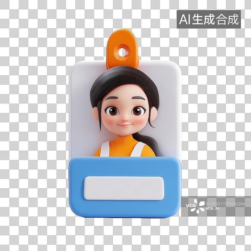 【AI数字艺术】卡通人物的身份证件挂件图片素材