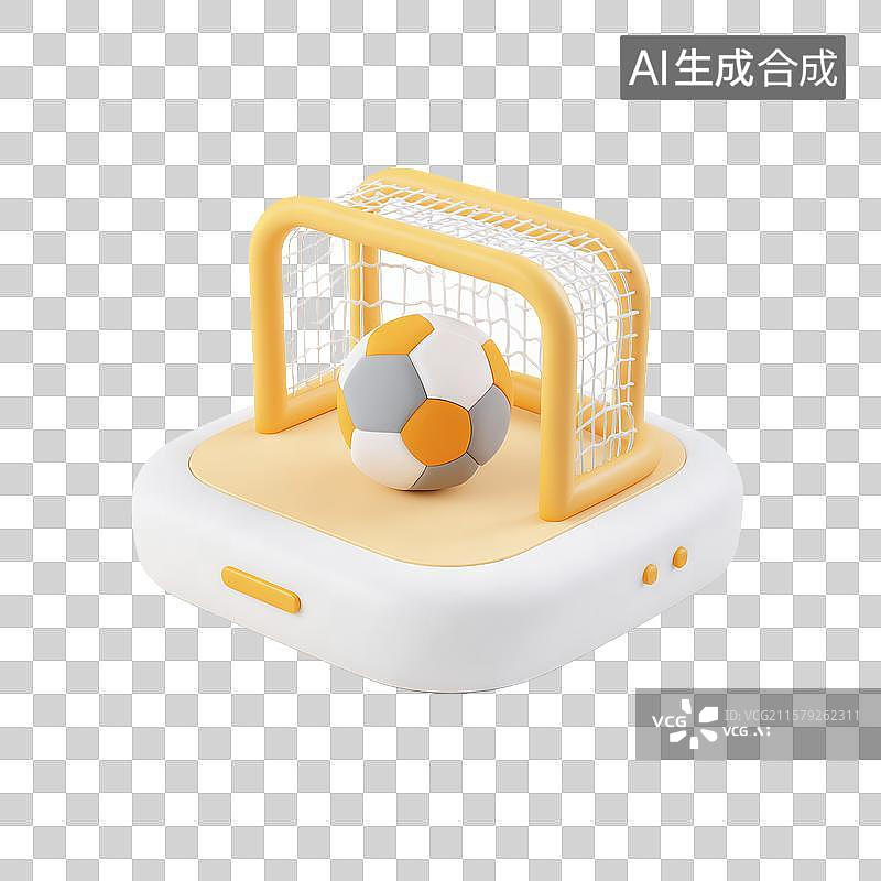 【AI数字艺术】迷你足球门与彩色足球图片素材
