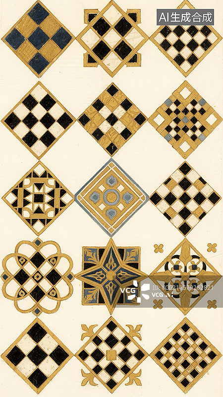 【AI数字艺术】多种色彩的菱形花纹集合图片素材