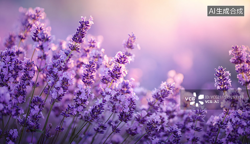 【AI数字艺术】阳光下的薰衣草田图片素材