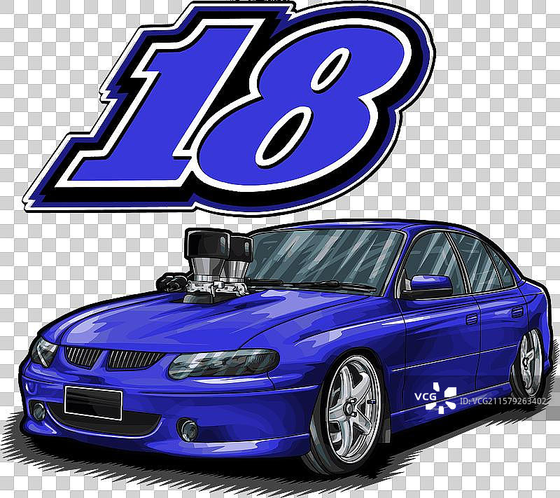 蓝色赛车配有黑色条纹图片素材