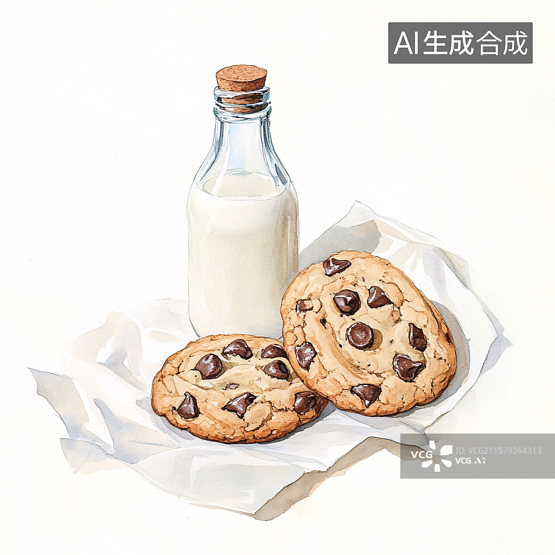 【AI数字艺术】牛奶与手工曲奇饼干图片素材