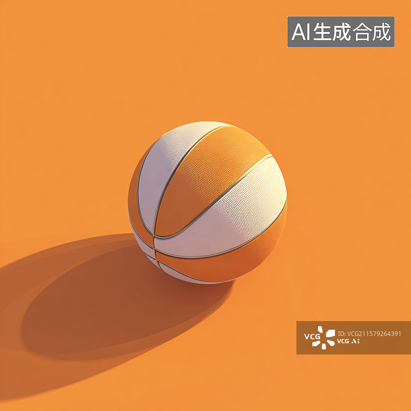 【AI数字艺术】简约背景下的篮球图片素材