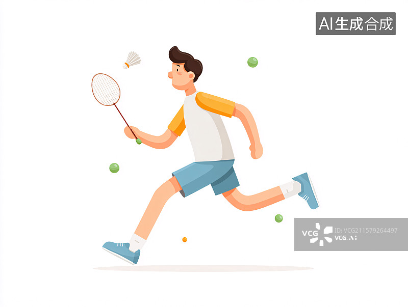 【AI数字艺术】打羽毛球的男孩图片素材