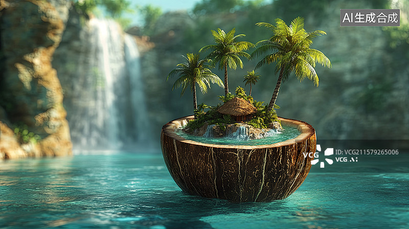 【AI数字艺术】创意椰子椰树图片素材