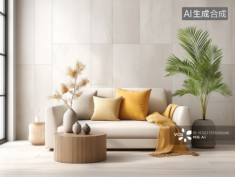 【AI数字艺术】现代简约客厅布置图片素材