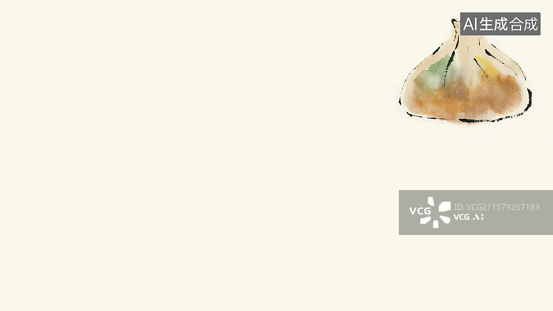 【AI数字艺术】复古中国风水墨画右上背景，一些小笼包水煎包蒸蔬菜肉馅包子面点主食早茶早点中国传统小吃美食健康美味食品图片素材