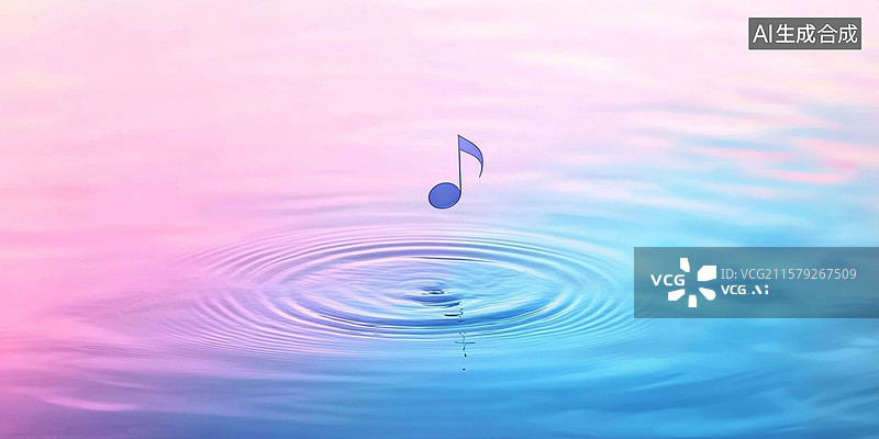 【AI数字艺术】音符水纹梦幻感音乐场景图片素材