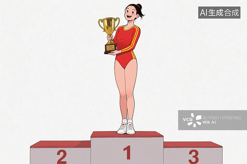 【AI数字艺术】体操女孩领奖台获奖场景图片素材