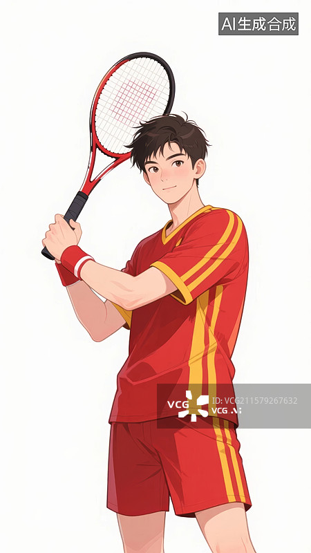 【AI数字艺术】网球选手持拍运动场景图片素材