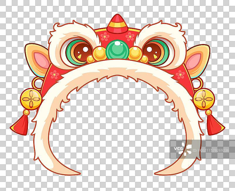 马年卡通醒狮帽插画头像框图片素材