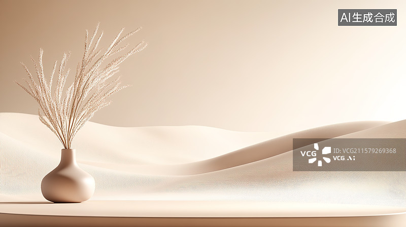 【AI数字艺术】清新风格3D化妆品产品展台背景图片素材