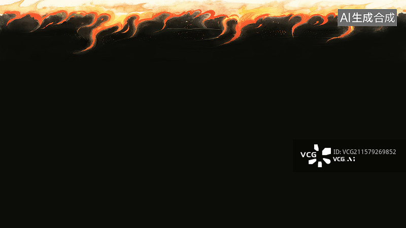 【AI数字艺术】复古中国风水墨画居上背景，火焰火苗火花组成的装饰画印花图案花边边框角图 红色橙色黄色渐变熊熊烈火燃烧图片素材