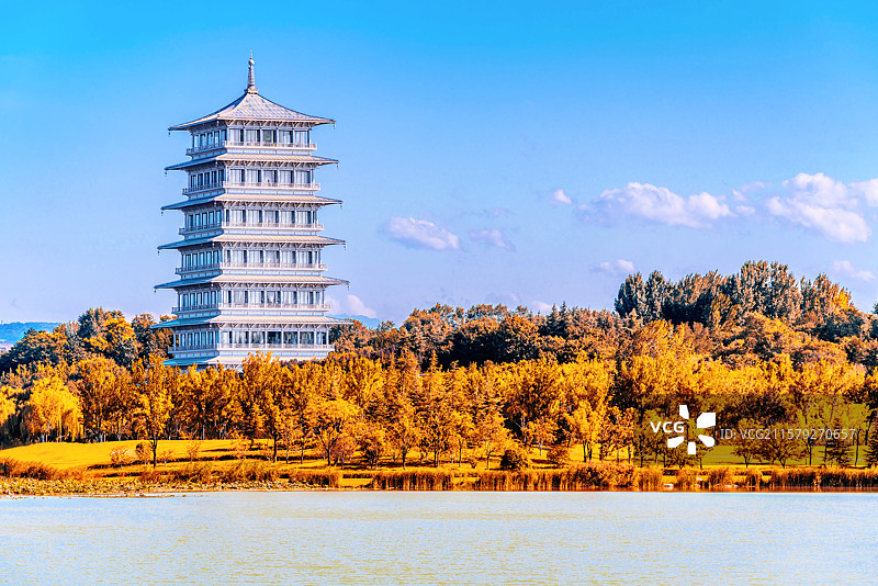 中国陕西西安世博园长安塔古风建筑风光图片素材