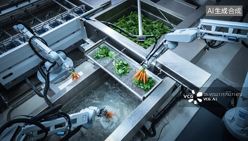 【AI数字艺术】蔬菜清洗加工自动化生产线图片素材
