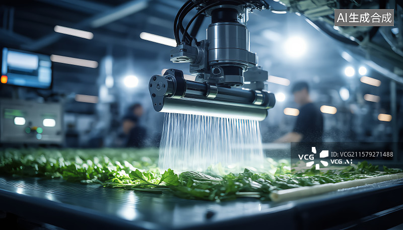 【AI数字艺术】蔬菜清洗加工自动化生产线图片素材