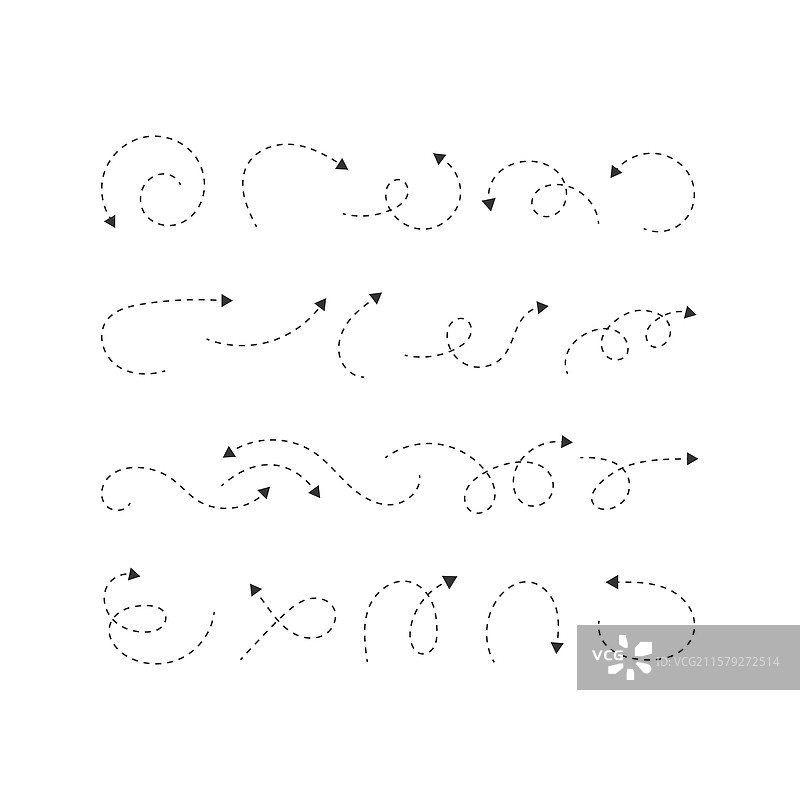 箭头虚线图标集，独立图标图片素材