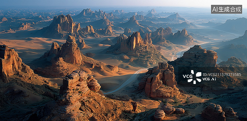 【AI数字艺术】沙漠中的石窟遗址图片素材