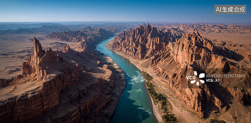 【AI数字艺术】沙漠中的石窟遗址图片素材