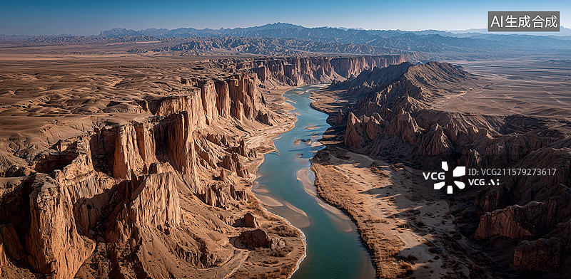 【AI数字艺术】沙漠中的石窟遗址图片素材