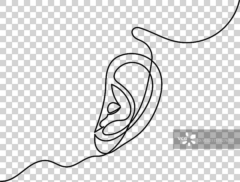 耳朵的连续一笔勾勒图图片素材