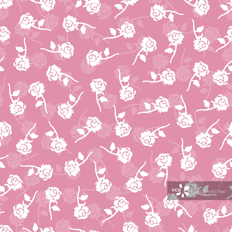 粉色优雅迷人的白玫瑰剪影图片素材