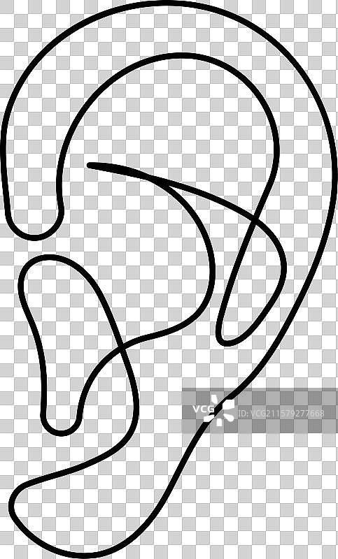 耳朵的连续一笔勾勒图图片素材