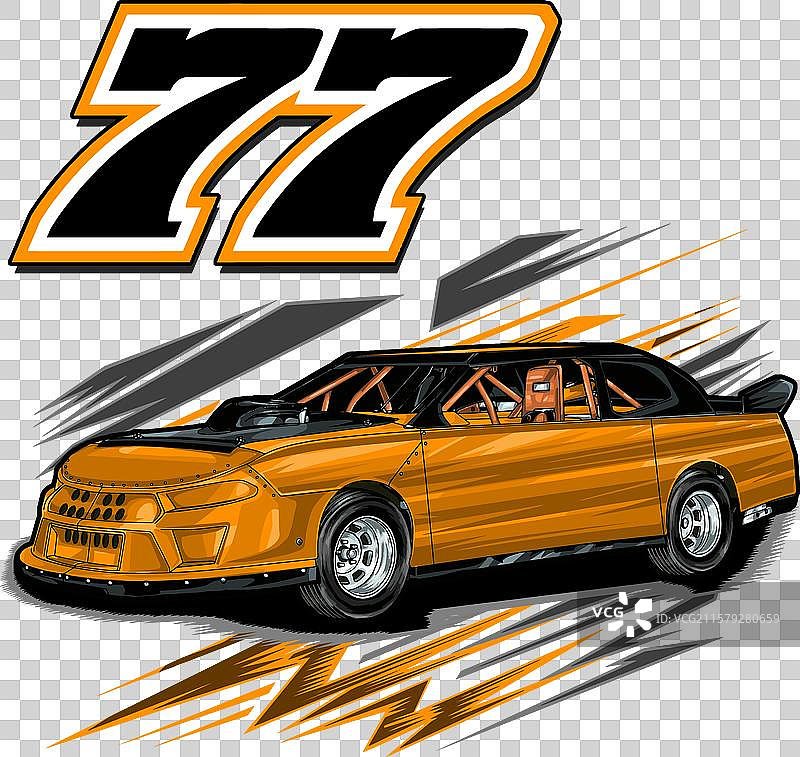 橙色的赛车，带有黑色条纹图片素材