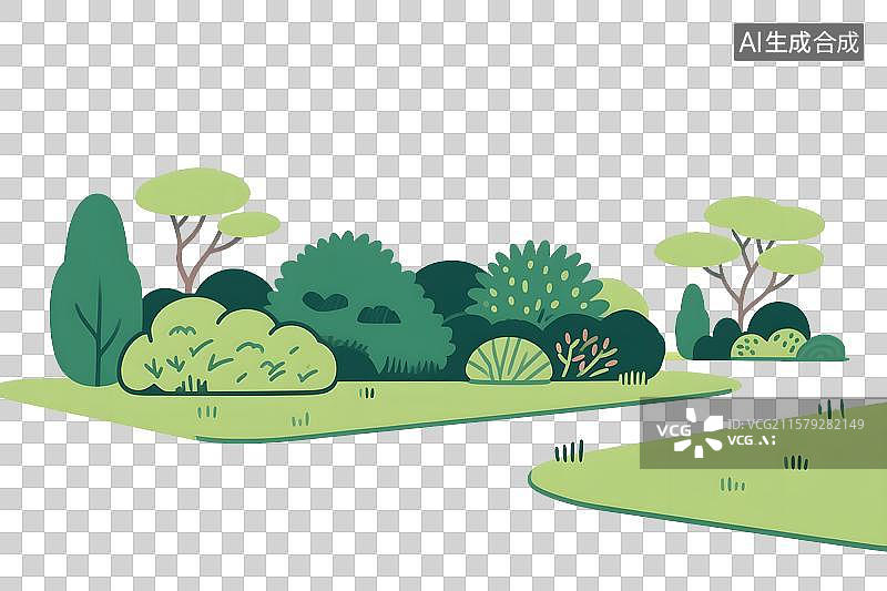 【AI数字艺术】绿化灌木植物园林设计插画免扣元素图片素材