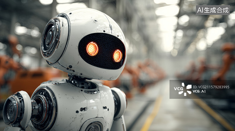【AI数字艺术】黑白机器人注视镜头展现萌态人格图片素材